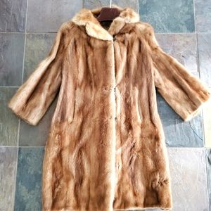 Matching Mink Coat & Cape Women's Petite Medium Warm Brown